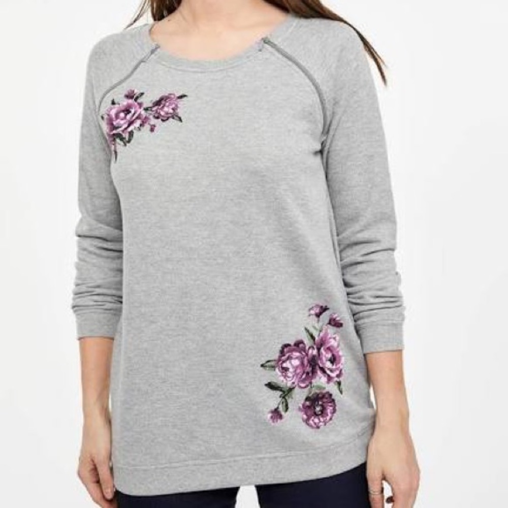 Floral Design Grey Nursing Sweater 🤱🏼